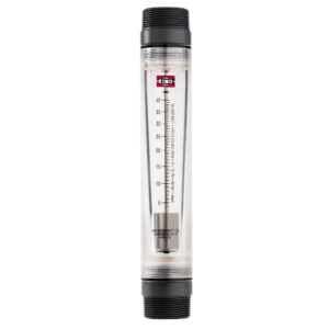 En flytande termometer för simbassänger med ett genomskinligt rör och temperaturskala, märkt med ordet "kung" överst.