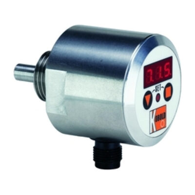 Kobold TDD tryckmätare med metallisk kropp och en röd display som visar ett värde på 20,5, utrustad med orange knappar.